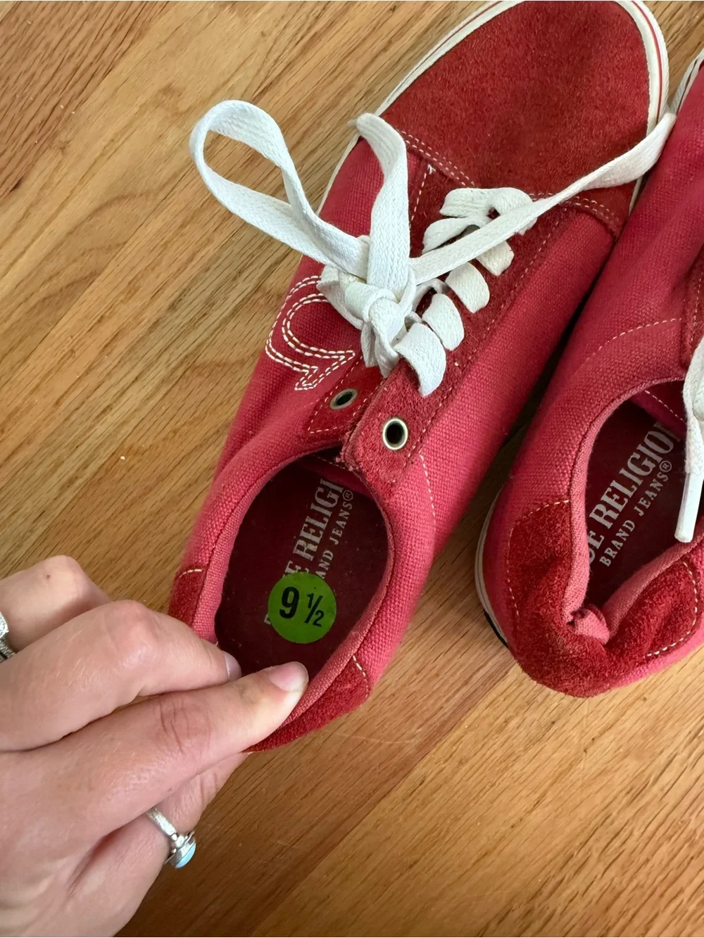 True Religion Men's Red Canvas Sneakers with White Laces